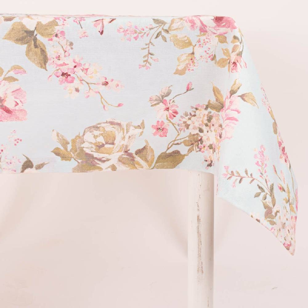 Schöner Leben Tischdecke Classic Painted Rose Rosen hellblau rosa in versch. Größen von SCHÖNER LEBEN Online Shopping