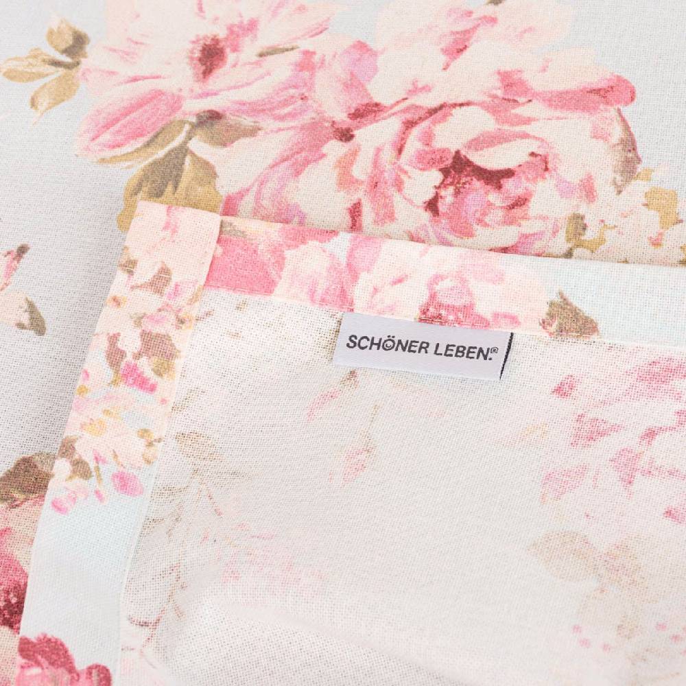 Schöner Leben Tischdecke Classic Painted Rose Rosen hellblau rosa in versch. Größen von SCHÖNER LEBEN Online Shopping