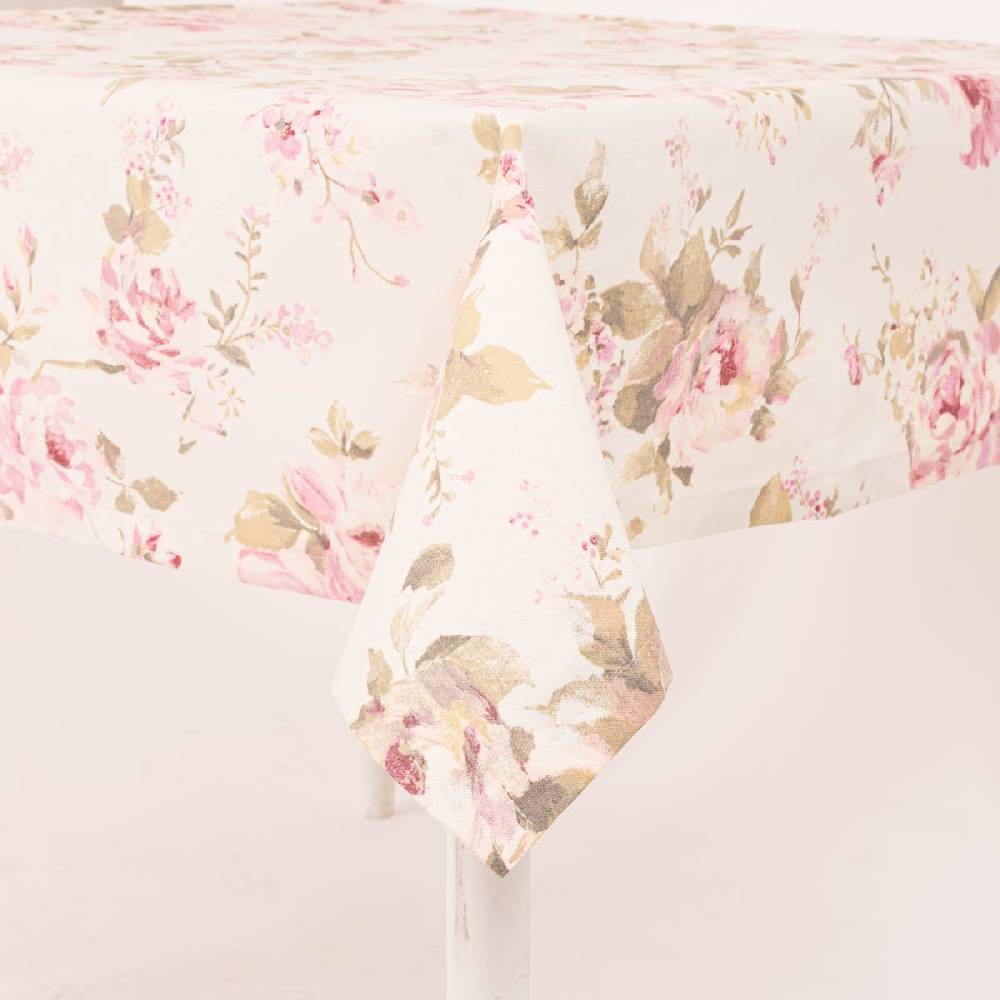 Schöner Leben Tischdecke Classic Painted Rose Rosen ecru rosa in versch. Größen von SCHÖNER LEBEN