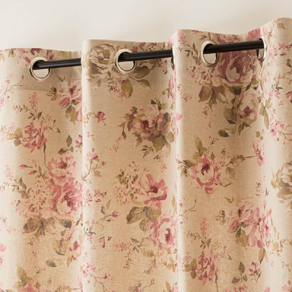 Schöner Leben Vorhang mit Ösen Classic Painted Rose Rosen Leinenlook natur rosa in 245cm oder Wunschlänge von SCHÖNER LEBEN Preisnachlass