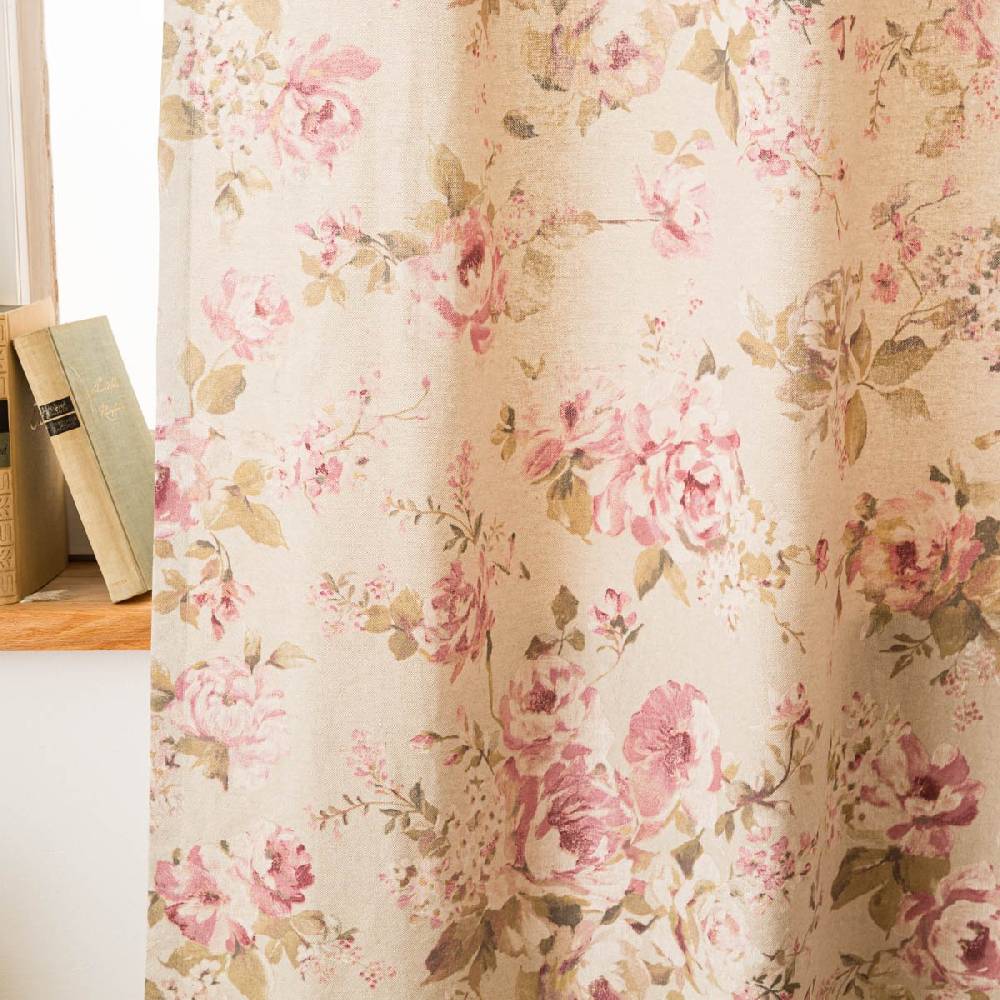 Schöner Leben Vorhang mit Ösen Classic Painted Rose Rosen Leinenlook natur rosa in 245cm oder Wunschlänge von SCHÖNER LEBEN Preisnachlass