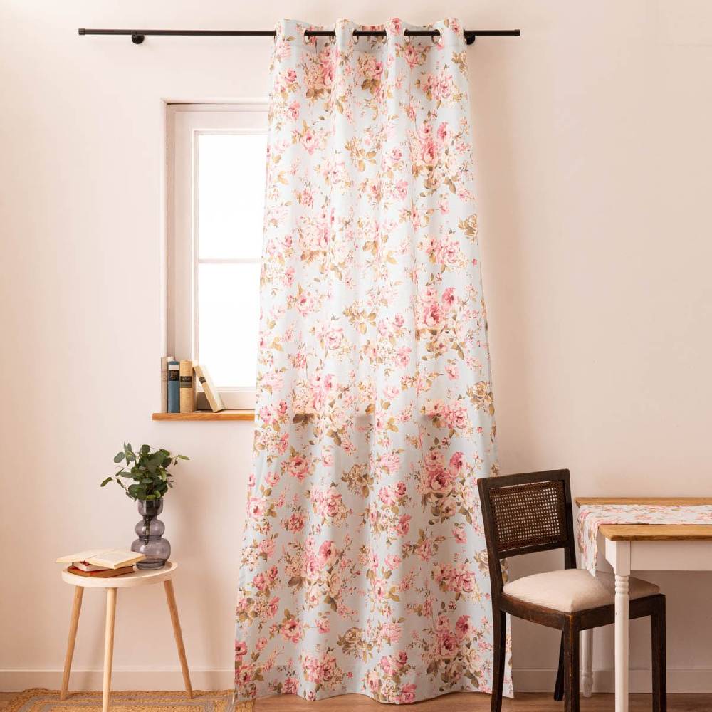 Schöner Leben Vorhang mit Ösen Classic Painted Rose Rosen hellblau rosa in 245cm oder Wunschlänge von SCHÖNER LEBEN Black Friday