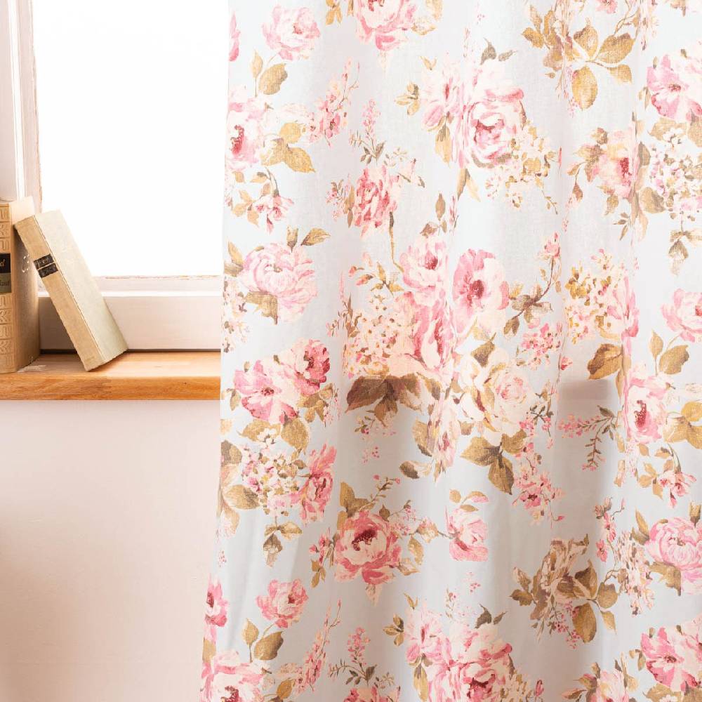 Schöner Leben Vorhang mit Ösen Classic Painted Rose Rosen hellblau rosa in 245cm oder Wunschlänge von SCHÖNER LEBEN Black Friday