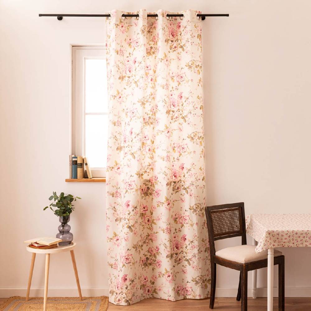Schöner Leben Vorhang mit Ösen Classic Painted Rose Rosen ecru rosa in 245cm oder Wunschlänge von SCHÖNER LEBEN Weihnachtsangebot