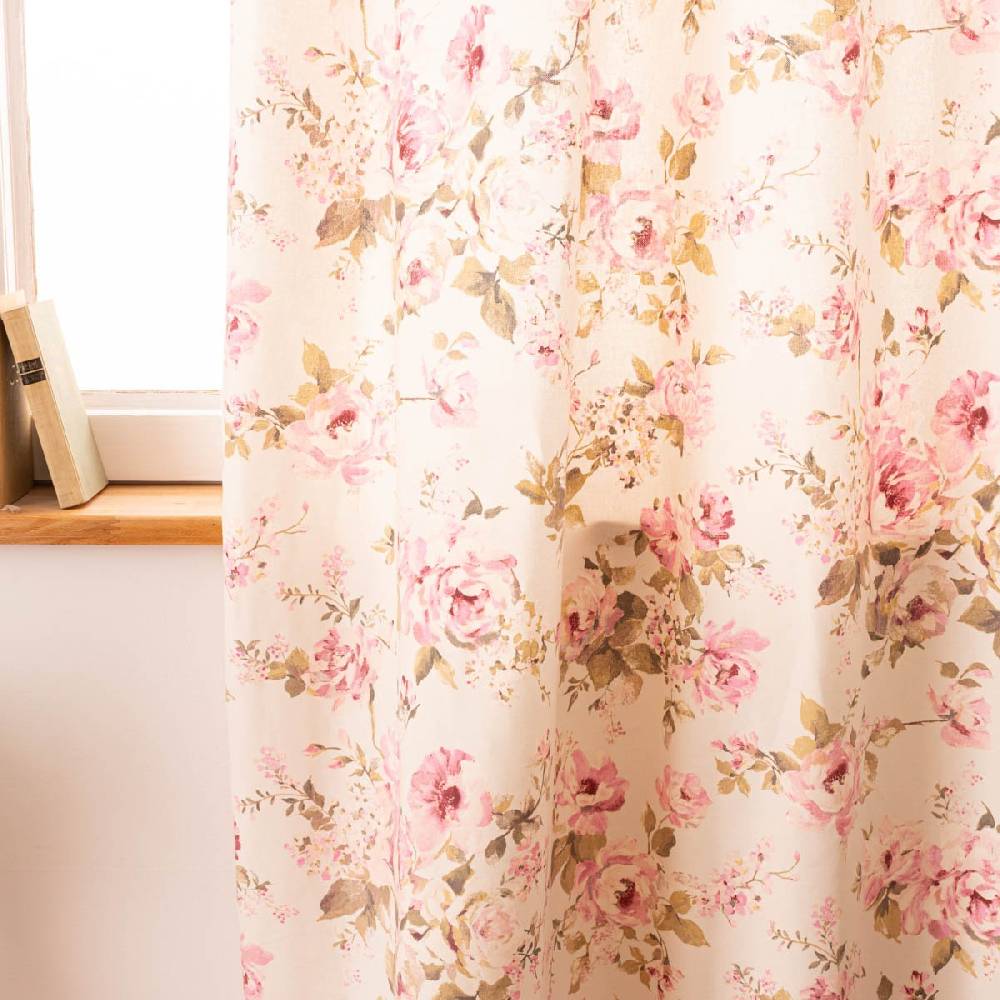 Schöner Leben Vorhang mit Ösen Classic Painted Rose Rosen ecru rosa in 245cm oder Wunschlänge von SCHÖNER LEBEN Weihnachtsangebot