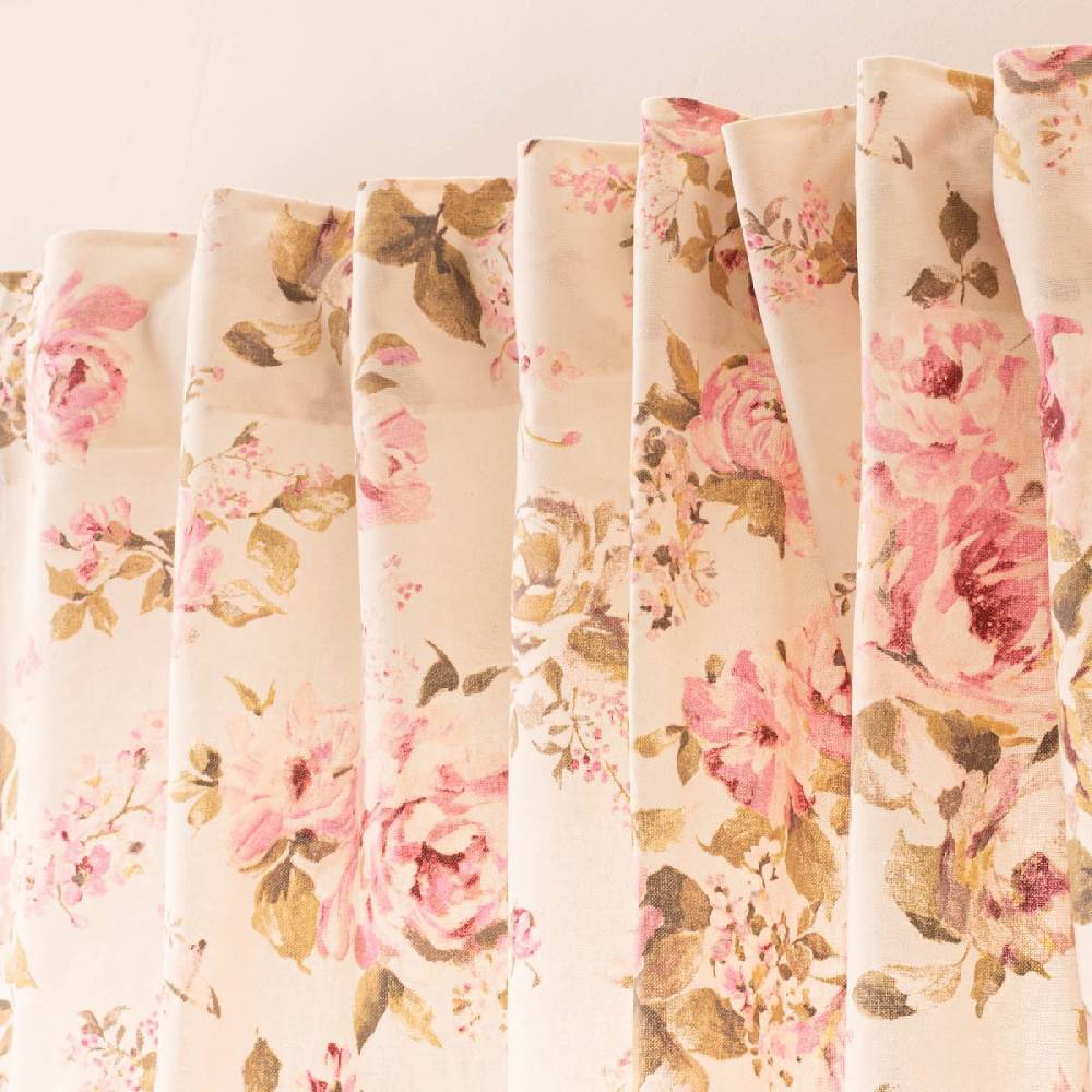 Schöner Leben Vorhang mit Smok-Schlaufenband Classic Painted Rose Rosen ecru rosa in 245cm oder Wunschlänge von SCHÖNER LEBEN Osterangebot