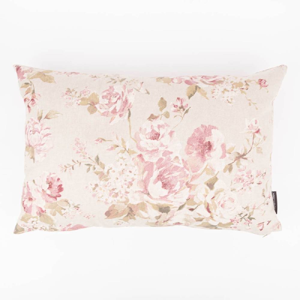 Schöner Leben Kissenhülle Classic Painted Rose Rosen Leinenlook natur rosa in versch. Größen oder Wunschmaß von SCHÖNER LEBEN Muttertagsangebot