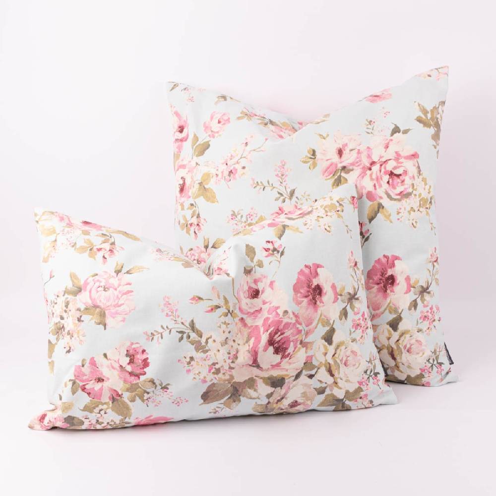 Schöner Leben Kissenhülle Classic Painted Rose Rosenblüten hellblau rosa in versch. Größen oder Wunschmaß von SCHÖNER LEBEN