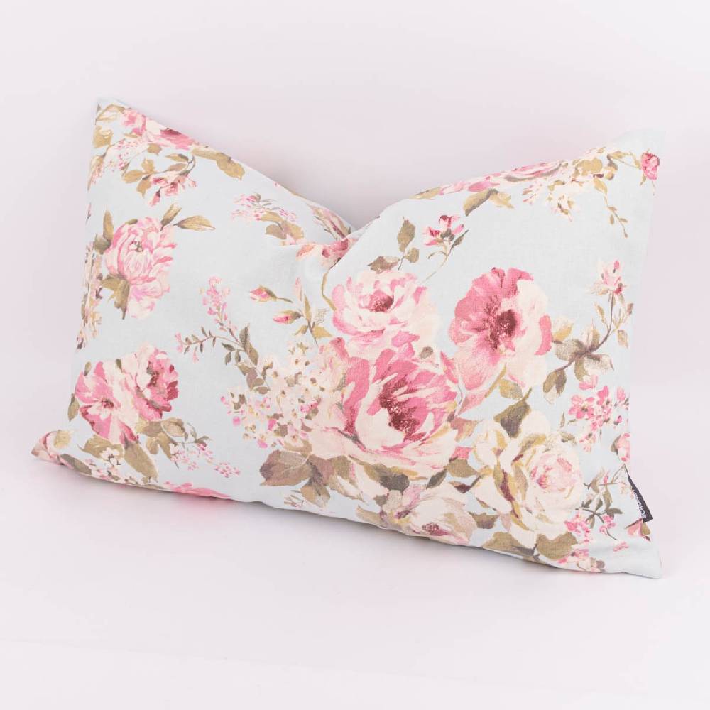 Schöner Leben Kissenhülle Classic Painted Rose Rosenblüten hellblau rosa in versch. Größen oder Wunschmaß von SCHÖNER LEBEN Vatertagsangebot