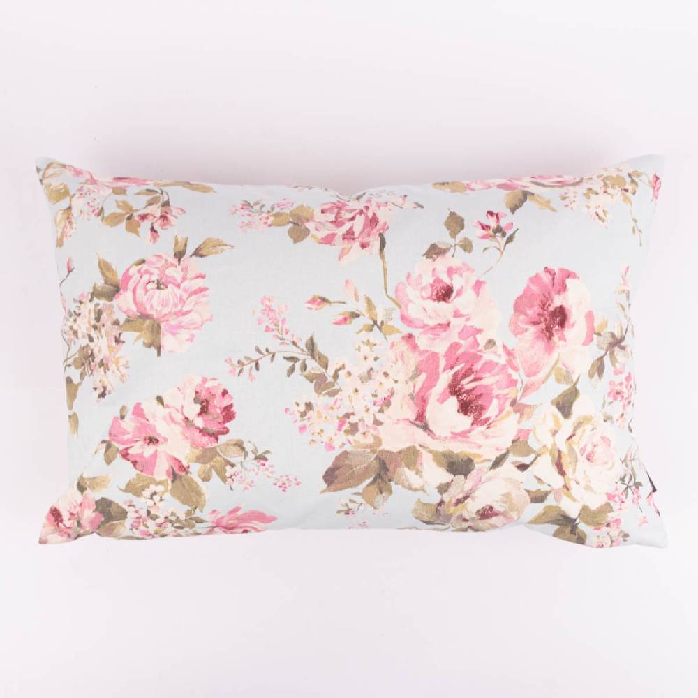Schöner Leben Kissenhülle Classic Painted Rose Rosenblüten hellblau rosa in versch. Größen oder Wunschmaß von SCHÖNER LEBEN Vatertagsangebot