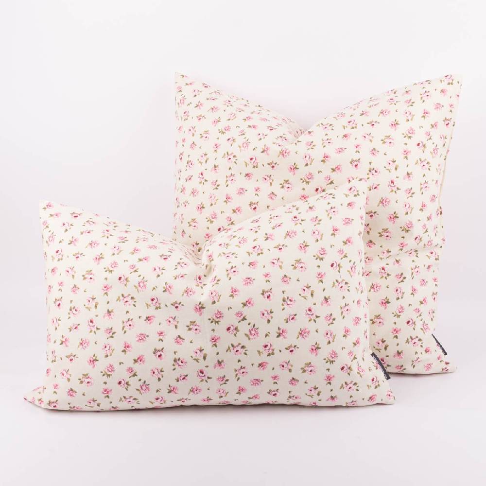 Schöner Leben Kissenhülle Classic Little Rose Rosenblüten ecru rosa in versch. Größen oder Wunschmaß von SCHÖNER LEBEN