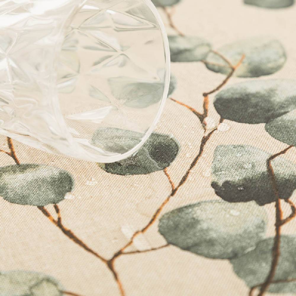 Schöner Leben Tischdecke abwaschbar Eucalyptus Leaves Leinenoptik natur grün div. Größen oder Wunschmaß von SCHÖNER LEBEN Blitzangebot
