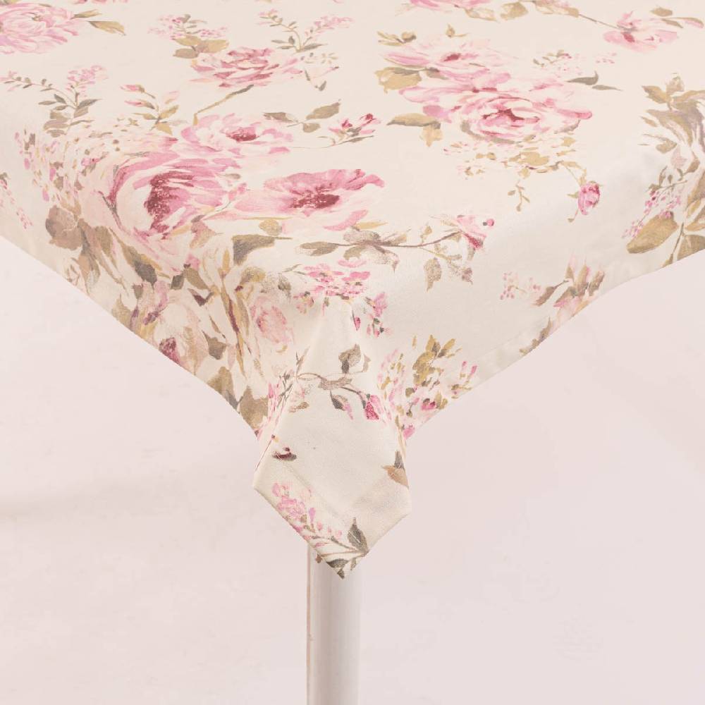 Schöner Leben Tischdecke abwaschbar Classic Painted Rose Rosen creme rosa div. Größen oder Wunschmaß von SCHÖNER LEBEN