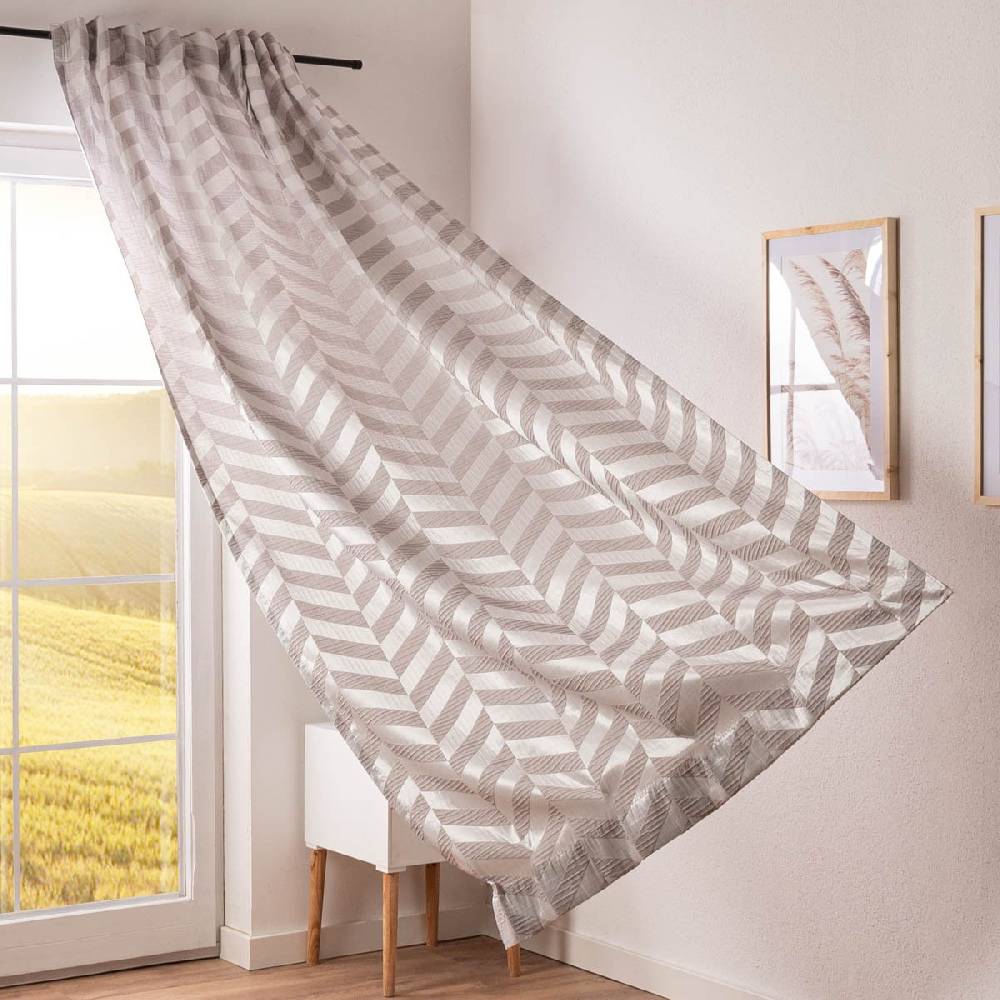Schöner Leben Vorhang Willow Doubleface Doppelgewebe Chevron Streifen beige in 245cm hoch mit div. Breiten oder Wunschmaß von SCHÖNER LEBEN