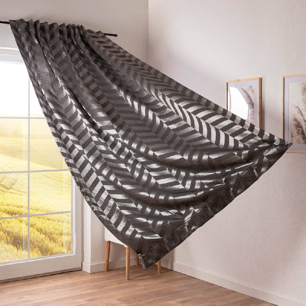 Schöner Leben Vorhang Willow Doubleface Doppelgewebe Chevron Streifen anthrazit in 245cm hoch mit div. Breiten oder Wunschmaß von SCHÖNER LEBEN