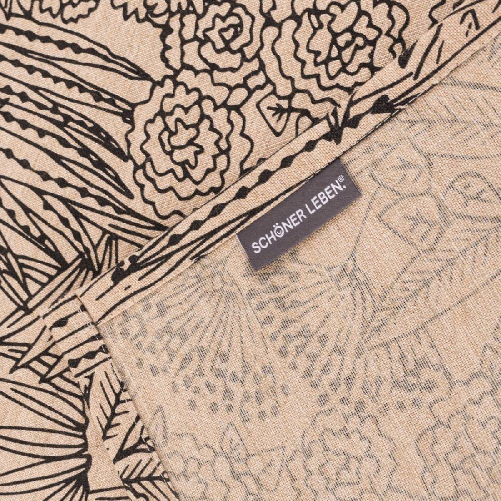 Schöner Leben Tischläufer Orphee Botanics Leinenlook natur schwarz 40x160cm von SCHÖNER LEBEN Tiefpreis
