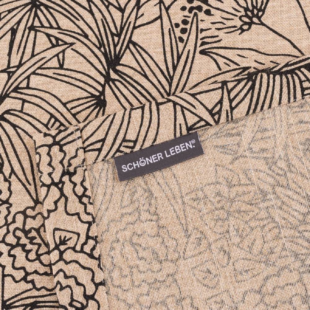 Schöner Leben Tischdecke Orphee Botanics Leinenlook natur schwarz in versch. Größen von SCHÖNER LEBEN Super Sparpreis