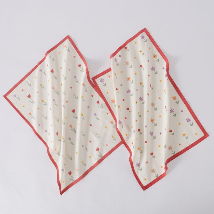 Schöner Leben Geschirrtuch 2er Set mit Blumen aus Baumwolle weiß rot bunt 50x70cm Blitzverkäufe
