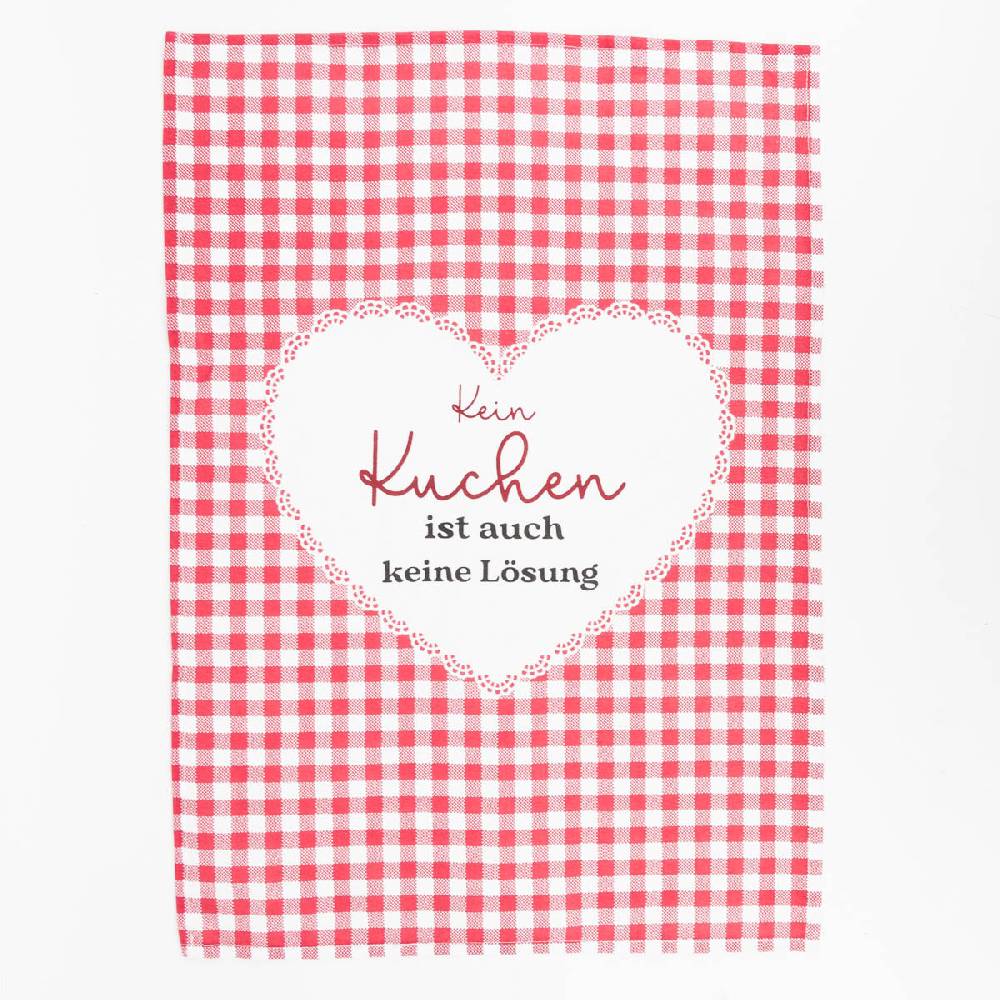 Schöner Leben Geschirrtuch 2er Set Kuchen aus Baumwolle beige-weiß und rot-weiß 50x70cm Kostenloser Versand