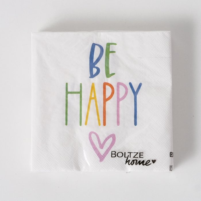 Schöner Leben Servietten Happy 20 Stück weiß-bunt oder rosa-bunt 33x33cm