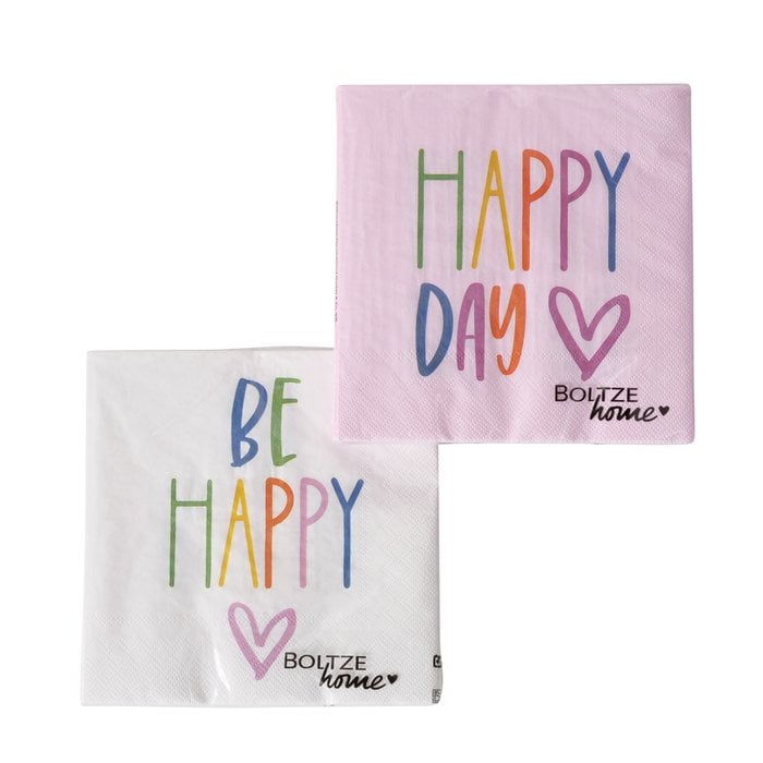 Schöner Leben Servietten Happy 20 Stück weiß-bunt oder rosa-bunt 33x33cm Fabrik Onlineshop
