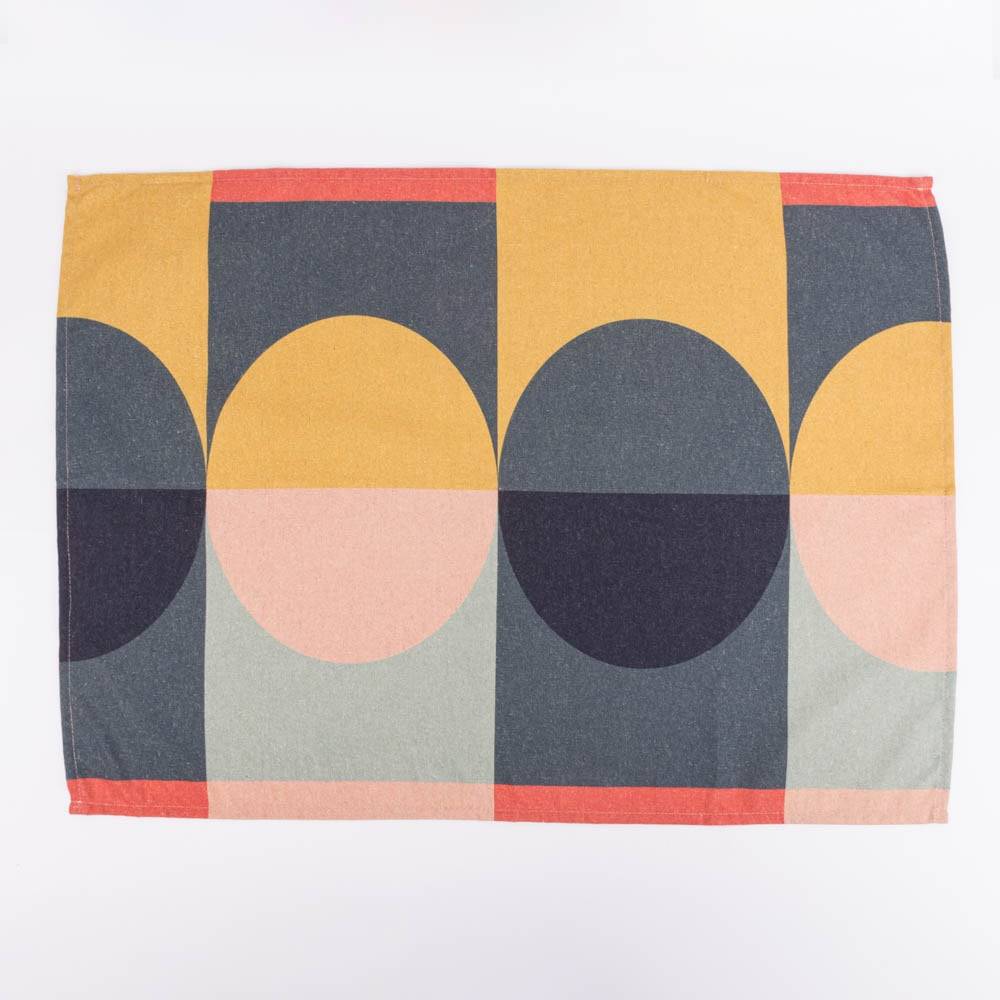 Schöner Leben Geschirrtuch Shapes Digitaldruck aus Leinen-Mischgewebe senfgelb bunt 50x70cm von Magma