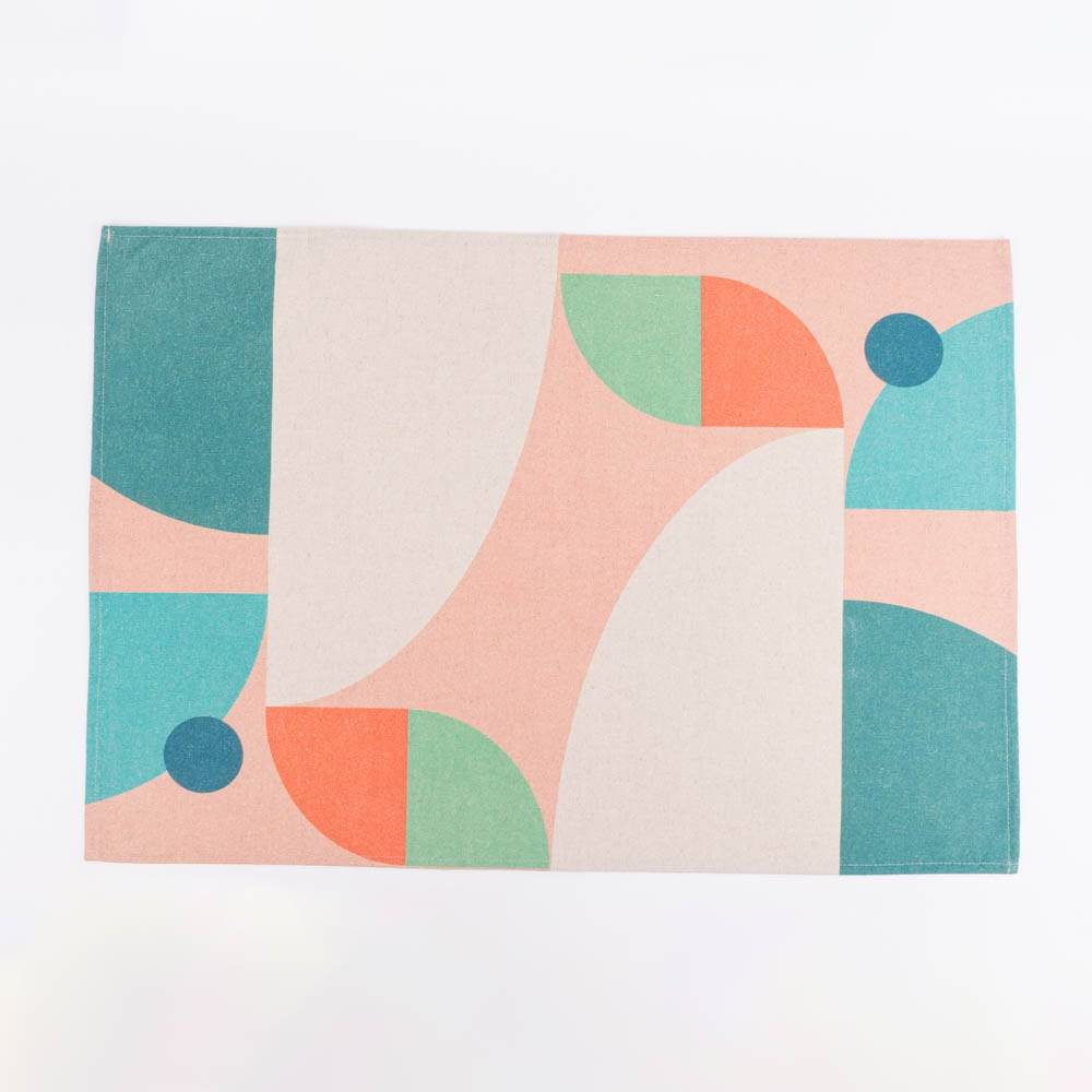 Schöner Leben Geschirrtuch Shapes Digitaldruck aus Leinen-Mischgewebe rosa bunt 50x70cm