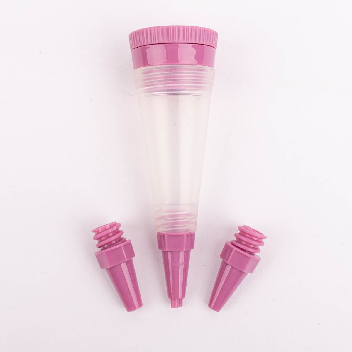 Schöner Leben Konditorstift aus Silikon und 3 Zen-Dekorationsspitzen rosa transparent 4,5x14,5cm von Zenker
