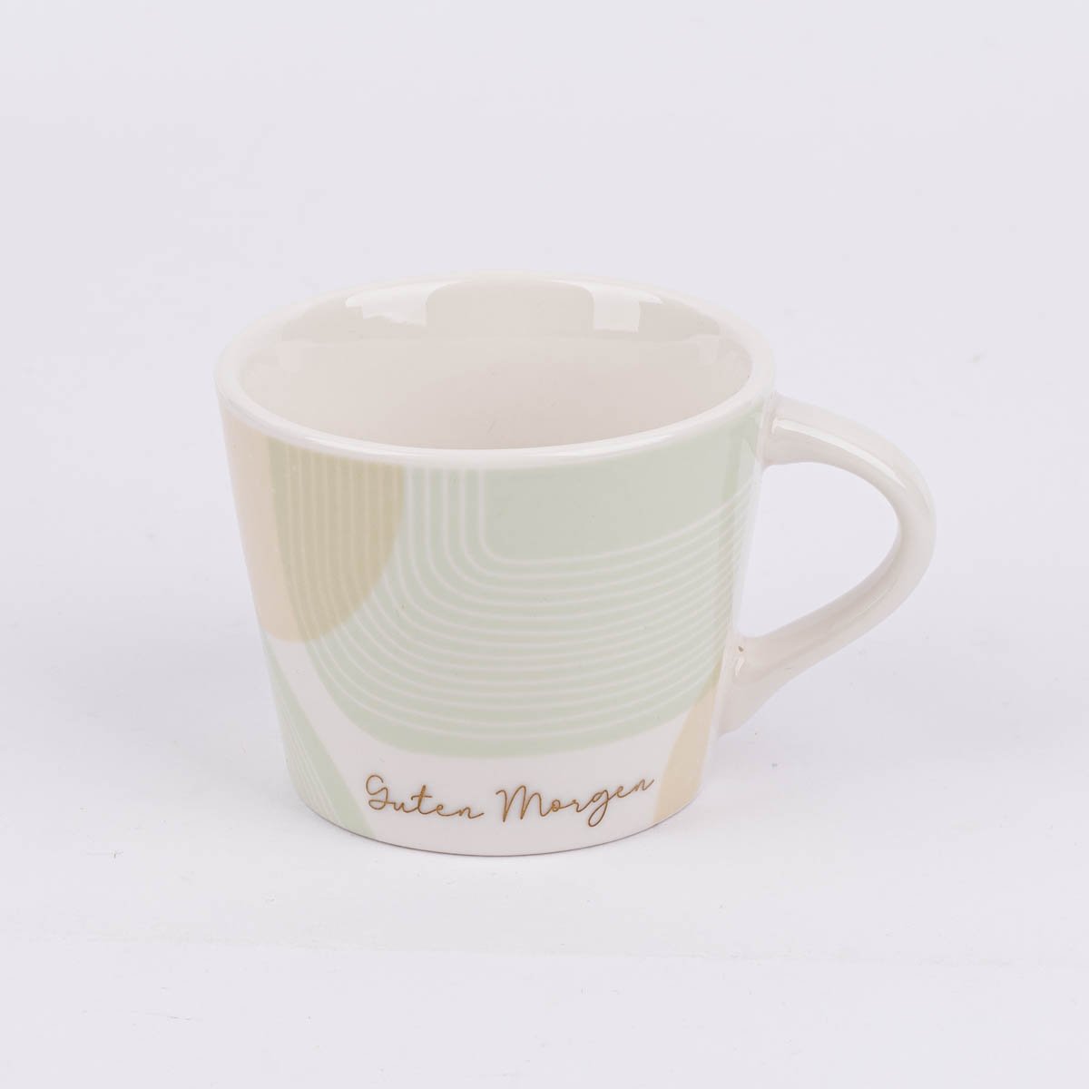 Schöner Leben Espresso Tasse aus Porzellan Guten Morgen grafisch pastell weiß mint beige gold 50ml von der Schreibkram Manufaktur Neuheiten