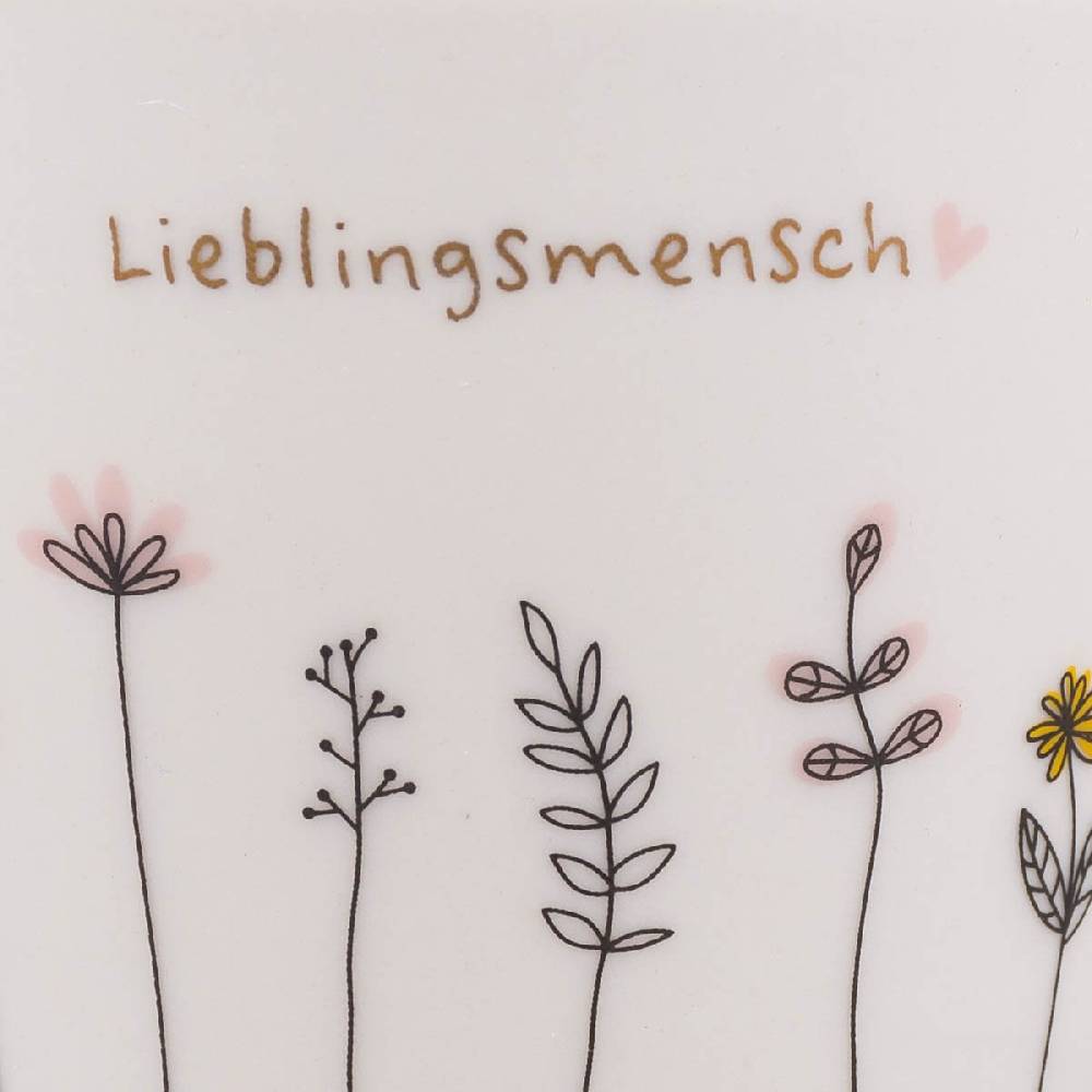Schöner Leben Espresso Tasse aus Porzellan Lieblingsmensch Blumen weiß schwarz bunt gold 50ml von der Schreibkram Manufaktur Bestseller