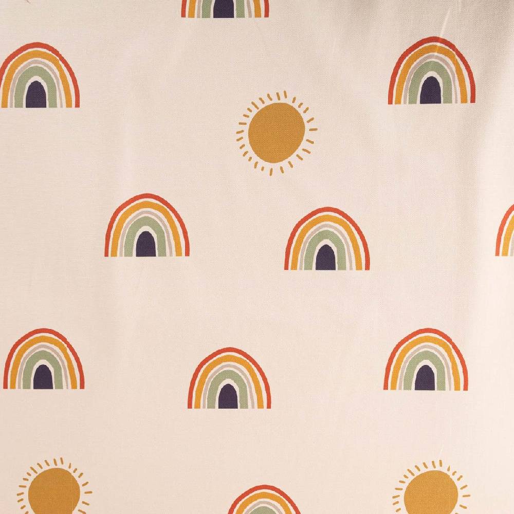 Schöner Leben Baumwollstoff Dekostoff Halbpanama Digitaldruck Regenbogen und Sonnen beige bunt 1,40m Breite Riesige Ersparnisse