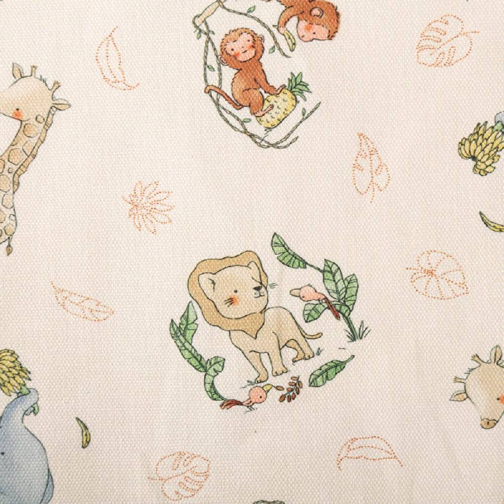 Schöner Leben Baumwollstoff Dekostoff Halbpanama Digitaldruck Dschungeltiere beige bunt 1,40m Breite