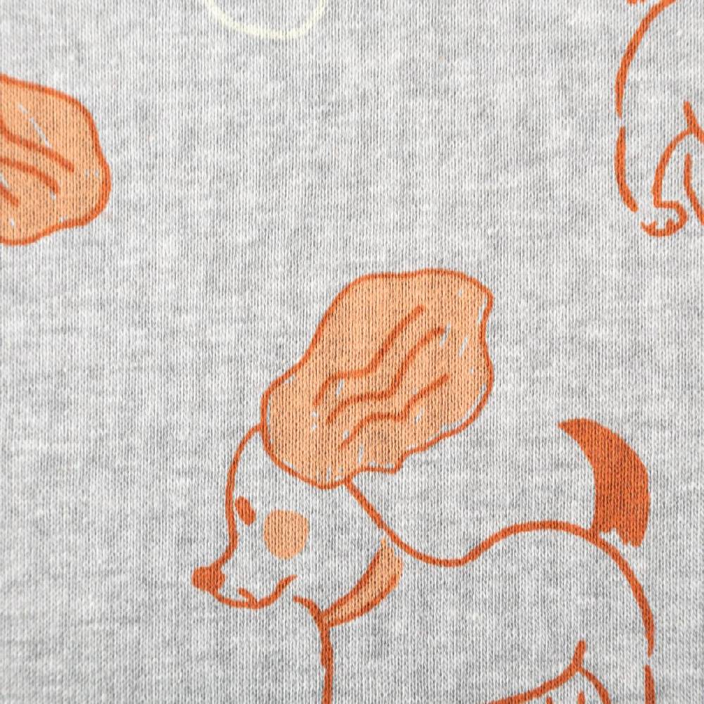 Schöner Leben Sweatstoff Meterware Melange kuschelweich Hunde hellgrau braun 1,4m Breite Tiefpreis