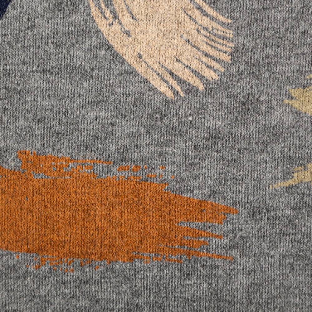 Schöner Leben Sweatstoff Meterware Soft Sweat Melange Pinselstriche grau beige blau grün orange 1,48m Breite Kostenlose Rückgabe