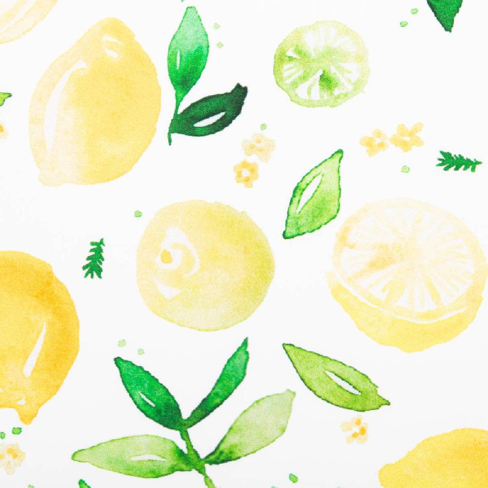 Schöner Leben Baumwollstoff Popeline Fine Poplin Digitaldruck LEMON Zitronen weiß gelb 1,45m Breite