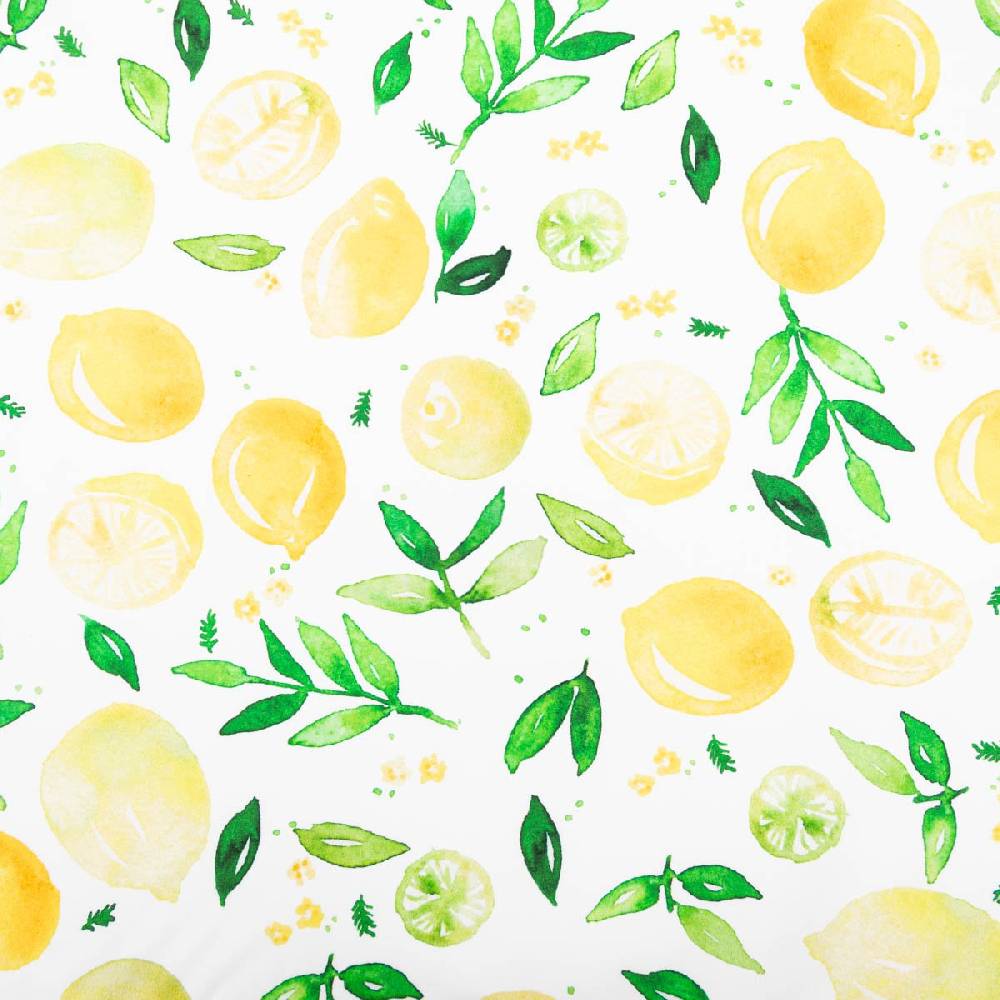 Schöner Leben Baumwollstoff Popeline Fine Poplin Digitaldruck LEMON Zitronen weiß gelb 1,45m Breite Begrenzte Freigabe
