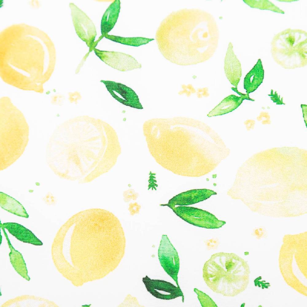 Schöner Leben Baumwollstoff Popeline Fine Poplin Digitaldruck LEMON Mini Zitronen weiß gelb 1,45m Breite Letzte 3 Tage