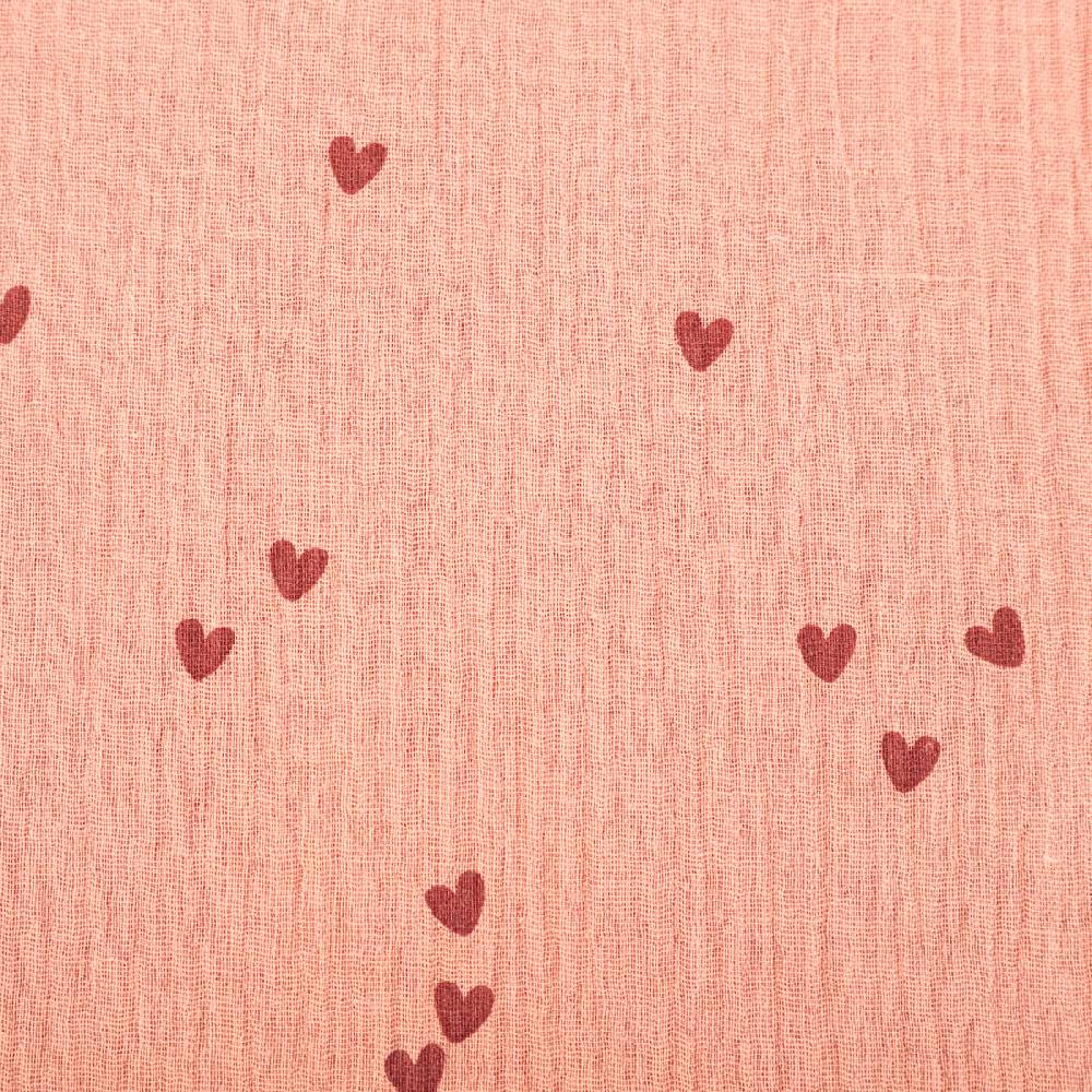 Schöner Leben Musselin Stoff SMALL HEARTS Herzchen blush rosa 1,35m Breite