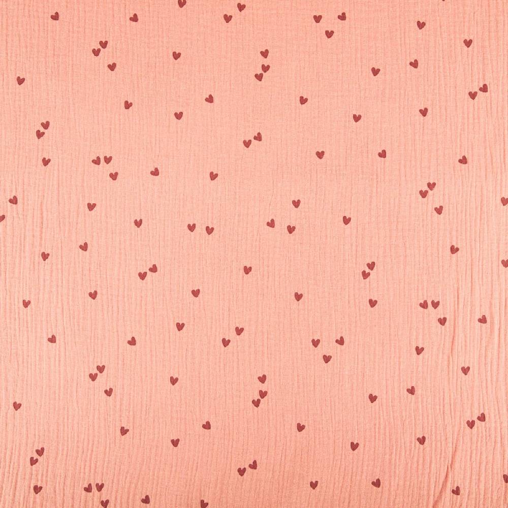 Schöner Leben Musselin Stoff SMALL HEARTS Herzchen blush rosa 1,35m Breite Neueste Stile