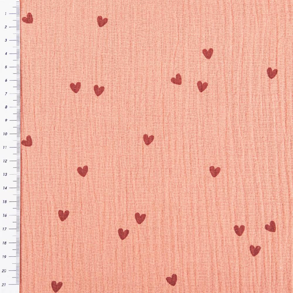 Schöner Leben Musselin Stoff SMALL HEARTS Herzchen blush rosa 1,35m Breite Neueste Stile