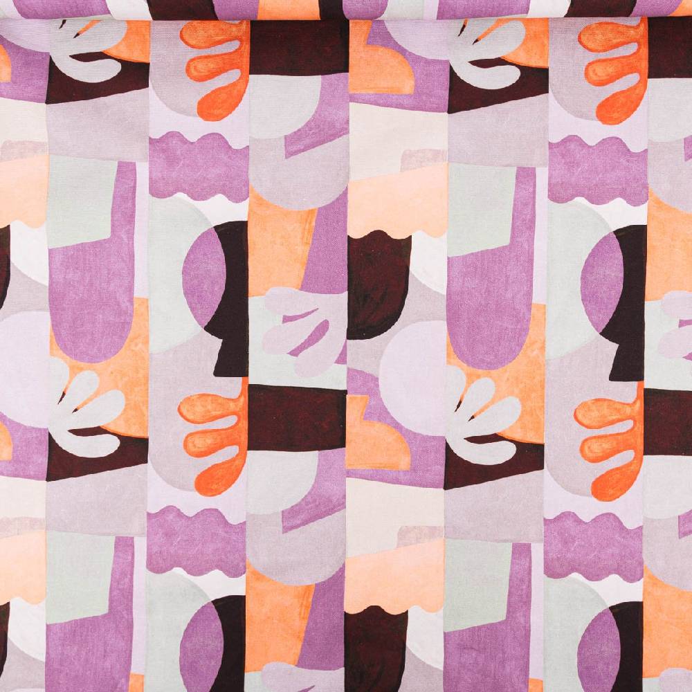 Schöner Leben Canvas Stoff Nerida Hansen Abstract Lilac lila orange 1,40m Breite Bis zu 65% Rabatt