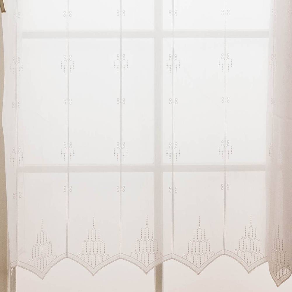 Schöner Leben Raffrollo Meterware Clip Panneaux nähfrei Stickerei Voile Pünktchen weiß 170cm Höhe