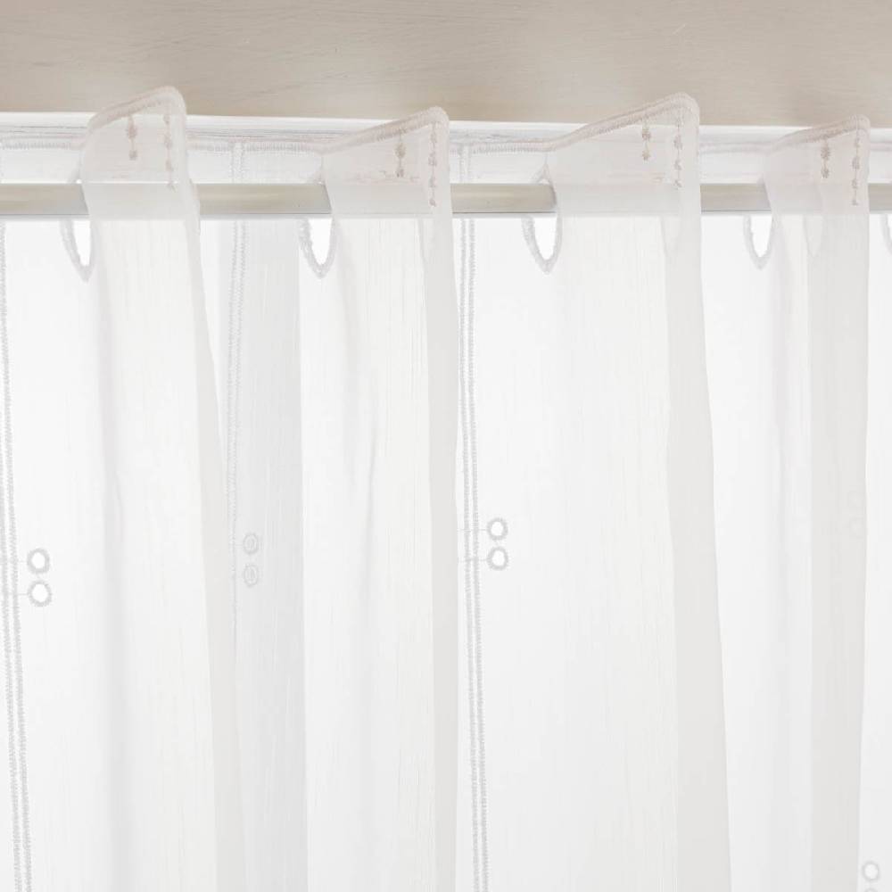 Schöner Leben Raffrollo Meterware Clip Panneaux nähfrei Stickerei Voile Pünktchen weiß 170cm Höhe Rabatte dieses Monats