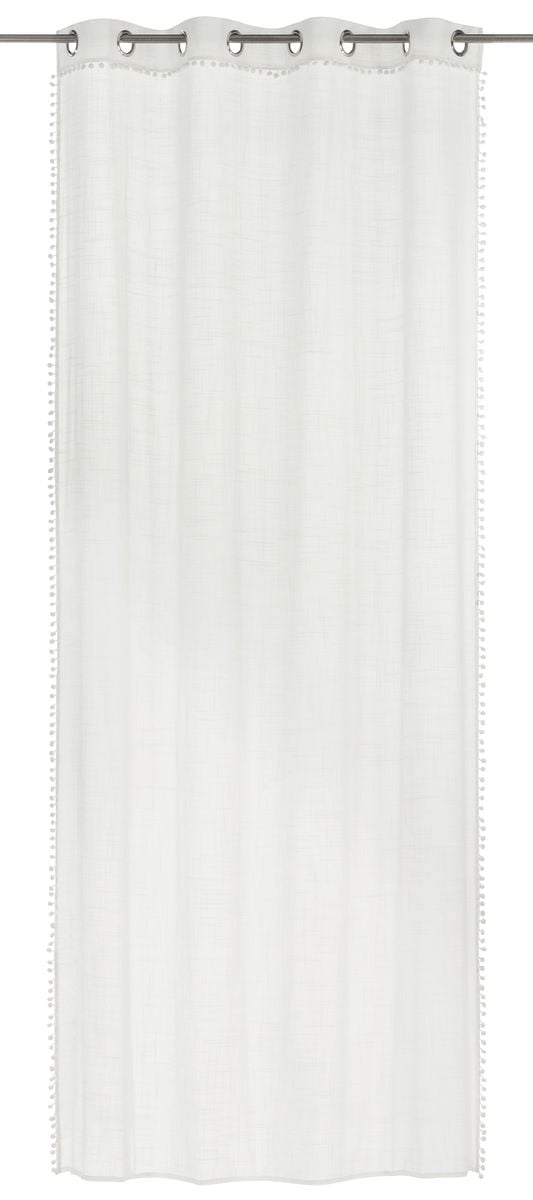 Schöner Leben Ösenvorhang Natural Charme Freundin Home Collection transparente Leinenstruktur Bommelborte wollweiß 140cmx255cm 2025