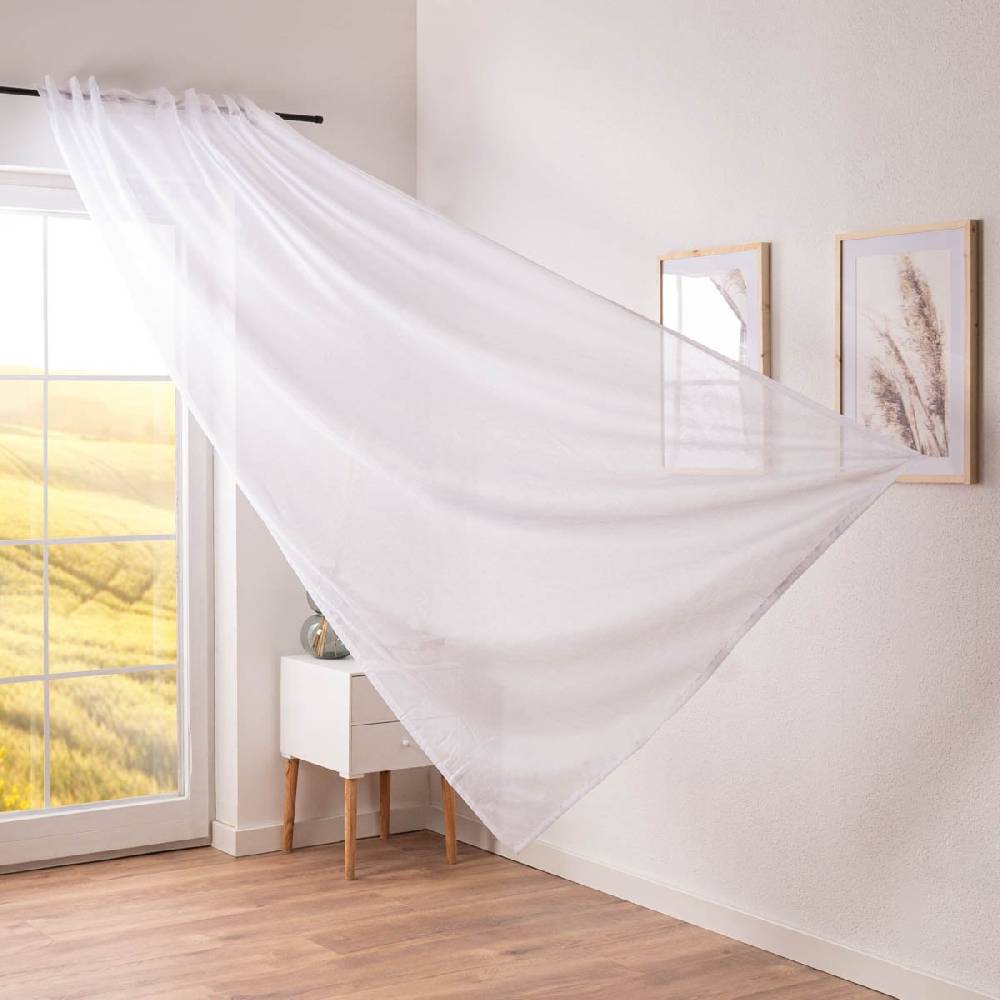 Schöner Leben Gardine My Style mit verdeckten Schlaufen transparent uni Leinenstruktur weiß 140cmx255cm