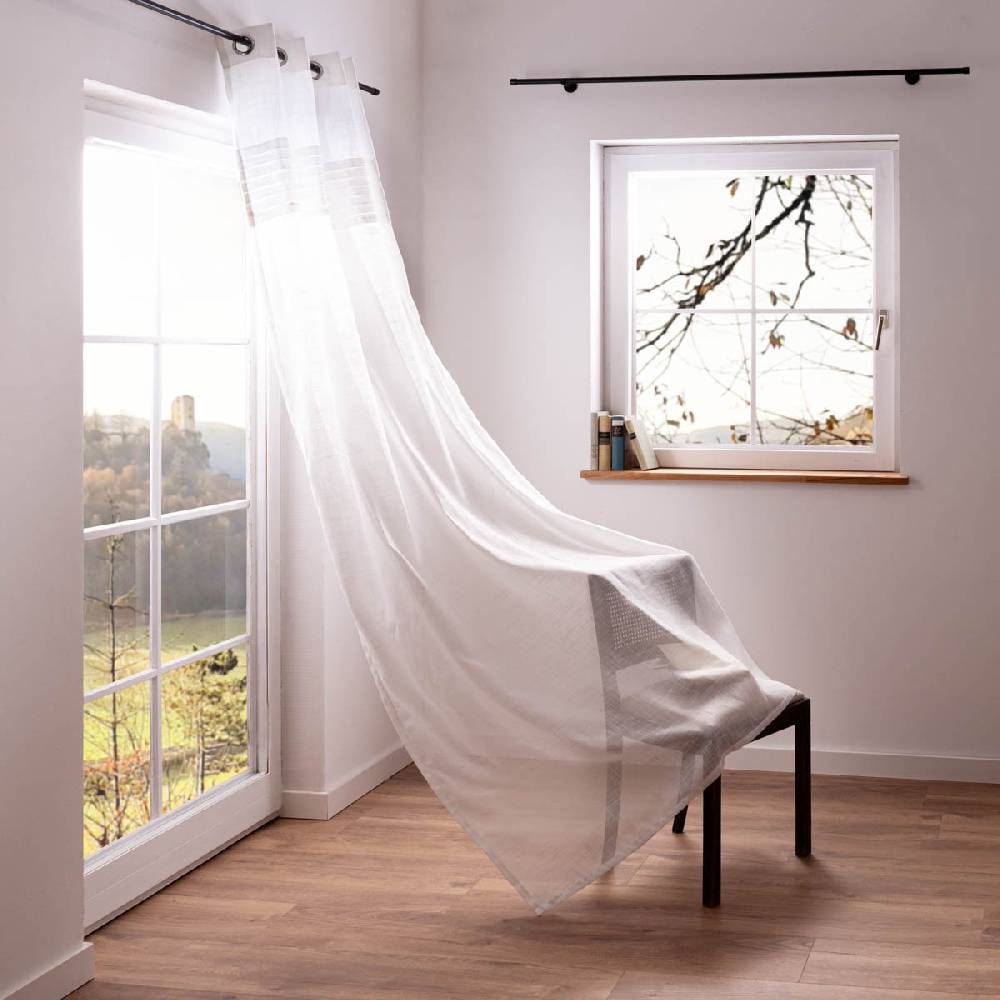 Schöner Leben Ösenvorhang Natural Charme Freundin Home Collection Leinenstruktur Plisseefalten wollweiß 140cmx255cm