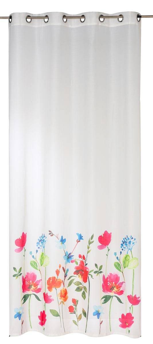 Schöner Leben Ösenvorhang Summer Breeze Freundin Home Collection Batist Blumensockel wollweiß bunt 140cmx255cm im Angebot