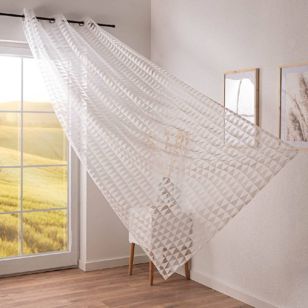 Schöner Leben Ösenvorhang Nordic Living Freundin Home Collection Ausbrenner Dreiecke wollweiß 140cmx255cm