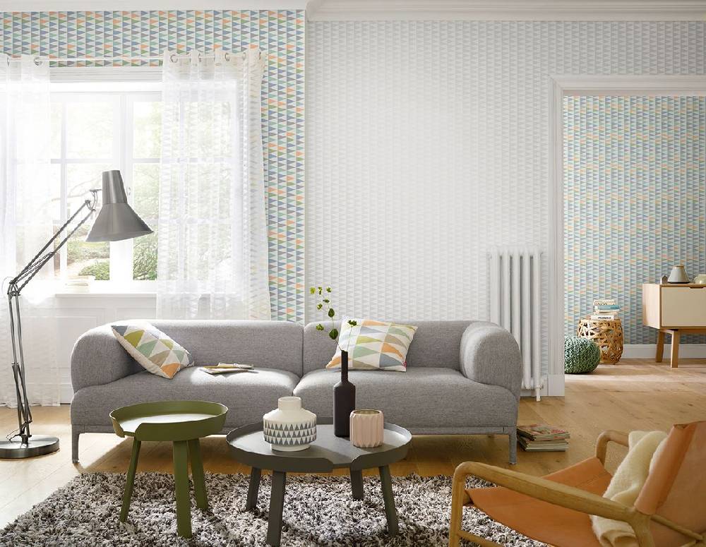 Schöner Leben Ösenvorhang Nordic Living Freundin Home Collection Ausbrenner Dreiecke wollweiß 140cmx255cm Schlussverkauf