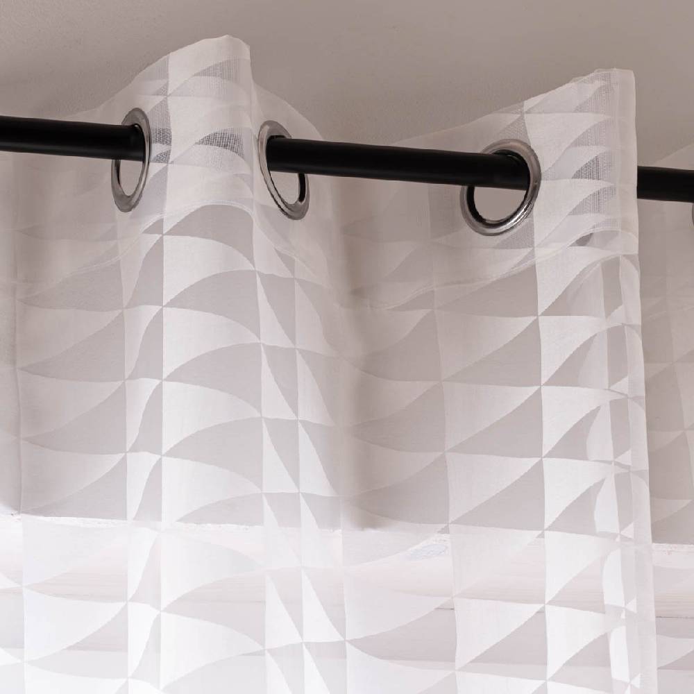 Schöner Leben Ösenvorhang Nordic Living Freundin Home Collection Ausbrenner Dreiecke wollweiß 140cmx255cm Schlussverkauf